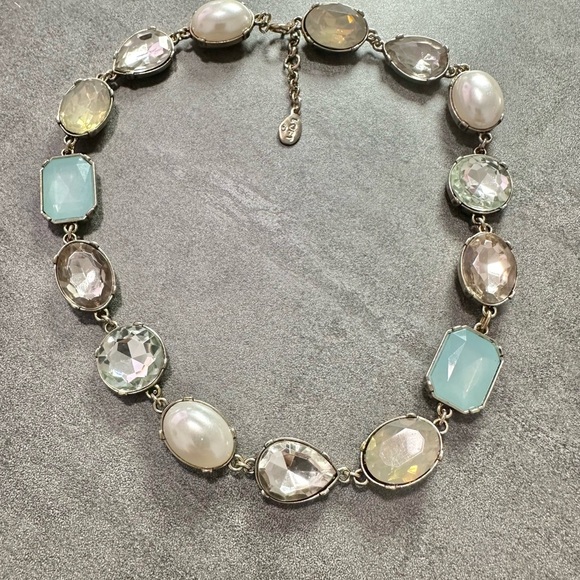 LOFT Jewelry - Loft Ann Taylor  Silver Tone Multi Colored Gemstone Choker Statement Necklace